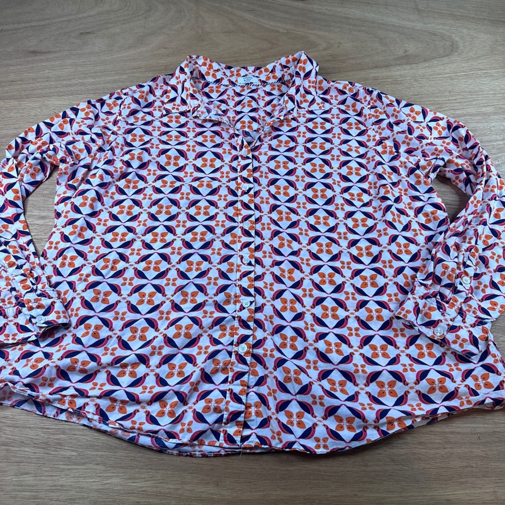 Crown & Ivy Women's XXL Approx Button Up Shirt Geometric Floral Boho